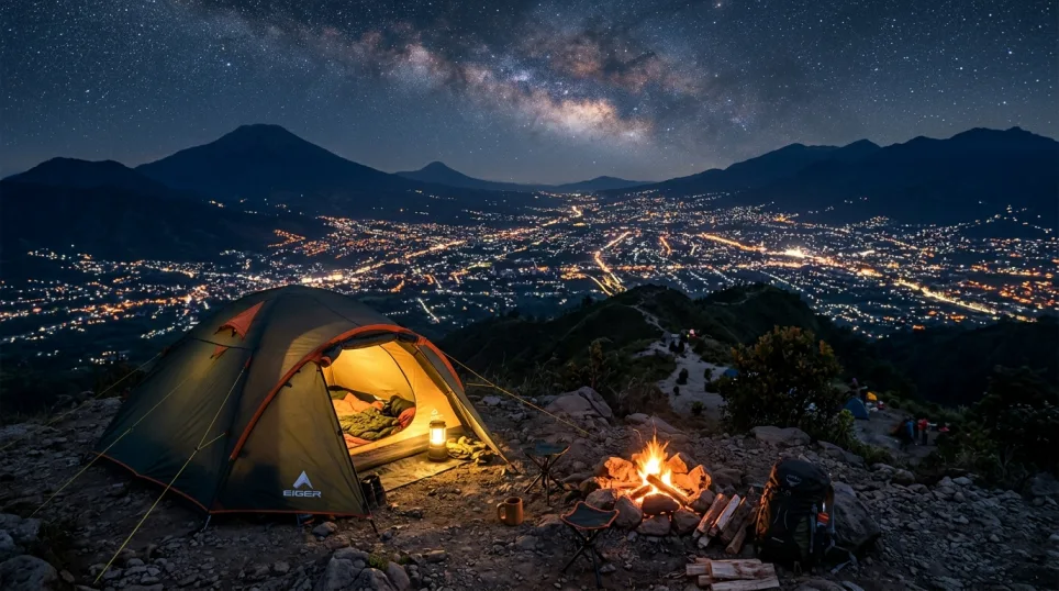 Camping Batu Malang view City Light dan Sunrise